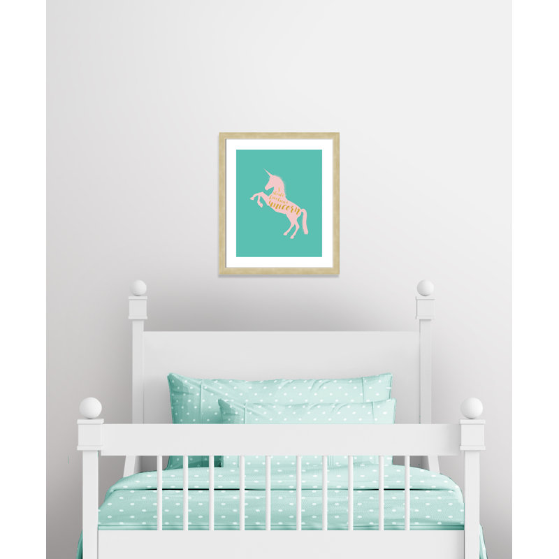 «Aurait dû être une licorne», art encadré, H 24,5 po x l 20,5 po x P 1,18 po, Cadre champagne