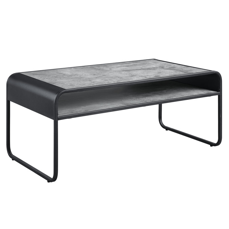 Table moderne en béton gris et noir - poids du colis de 45 lb pour une livraison sécurisée, café élégant et fonctionnel
