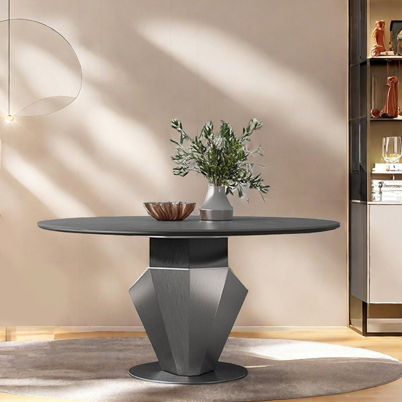 Italian modern simple round dining table, 29.5"H x 47.2"L x 47.2"W