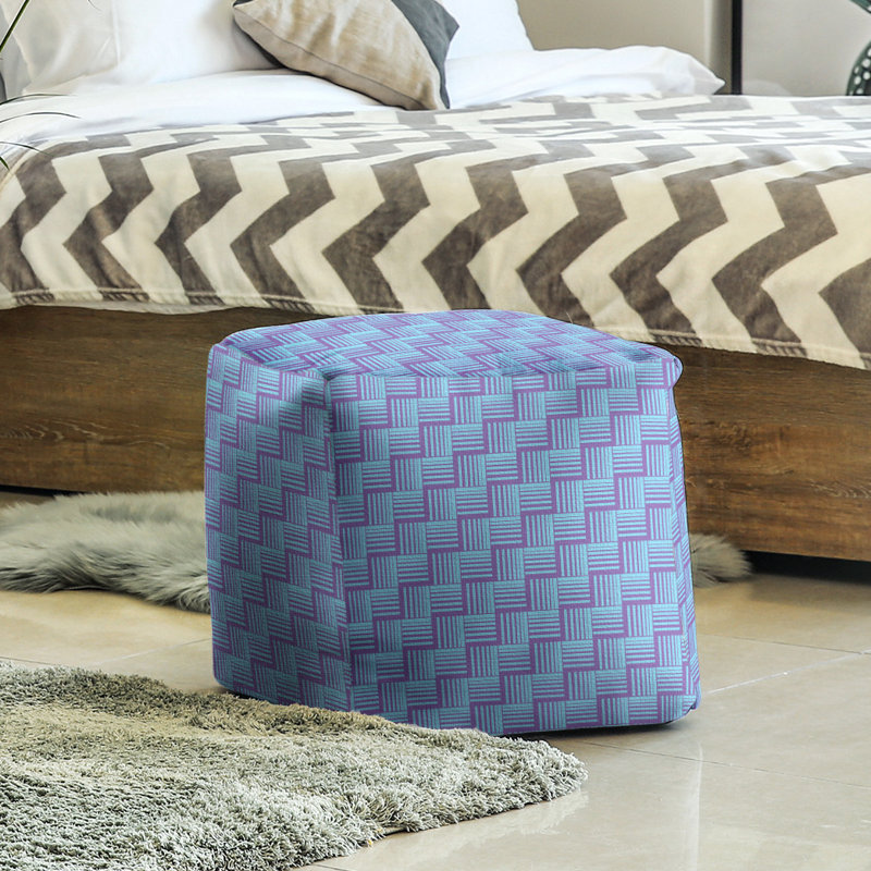 Repose-pieds cubique à rayures classic basketweave, Mauve / bleu sarcelle