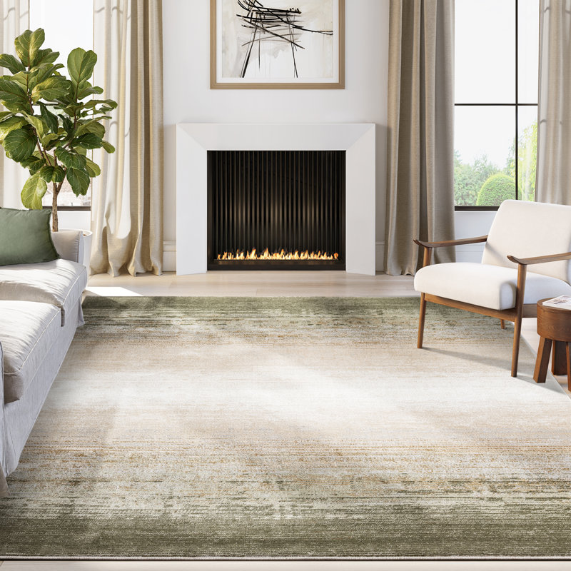 Abani Rugs Meidinger Green Ombre Beige Area Rug, Rectangle 4' x 6'