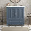 Meuble-lavabo de salle de bain avec lavabo en céramique, tablette réglable et tiroir-118319094