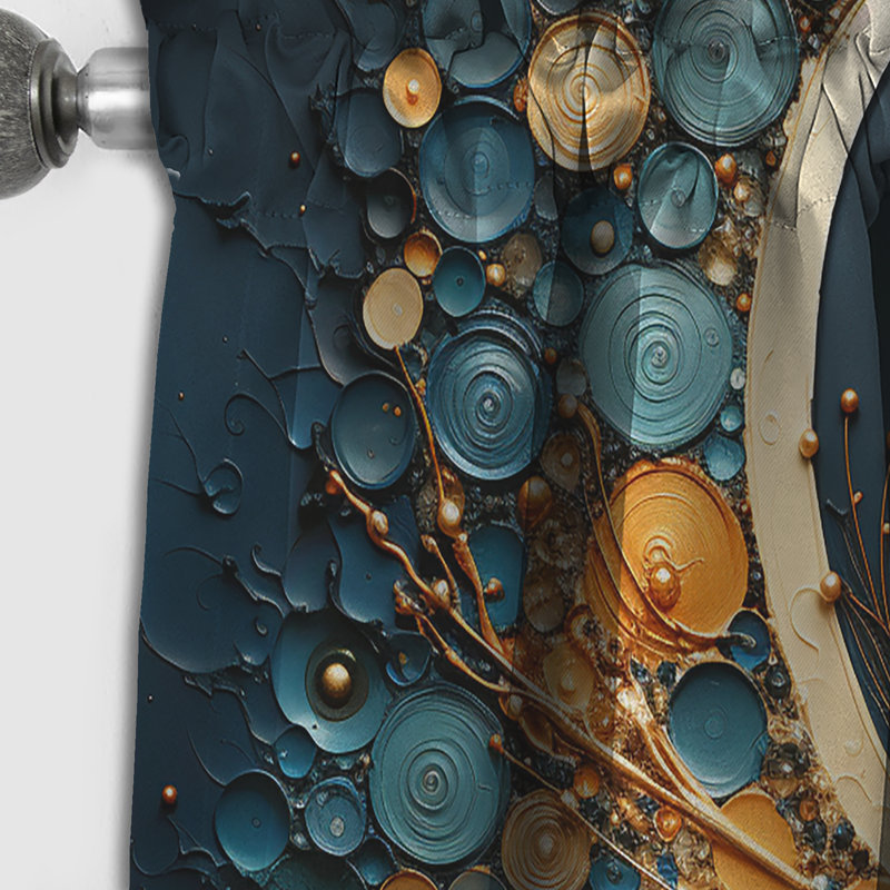 Rideau occultant et abstrait en velours Gold Teal Abstract Spirals II - Abstract, L 52 po x L 120 po
