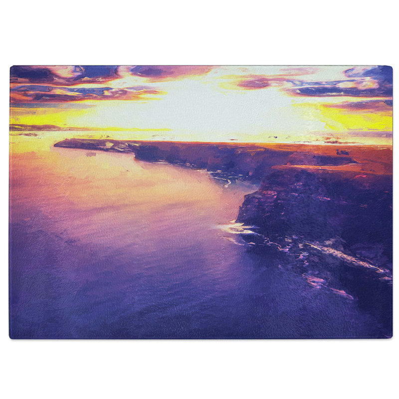 Tempered Glass Sunset Chopping Board, 39 cm W x 28.5 cm L