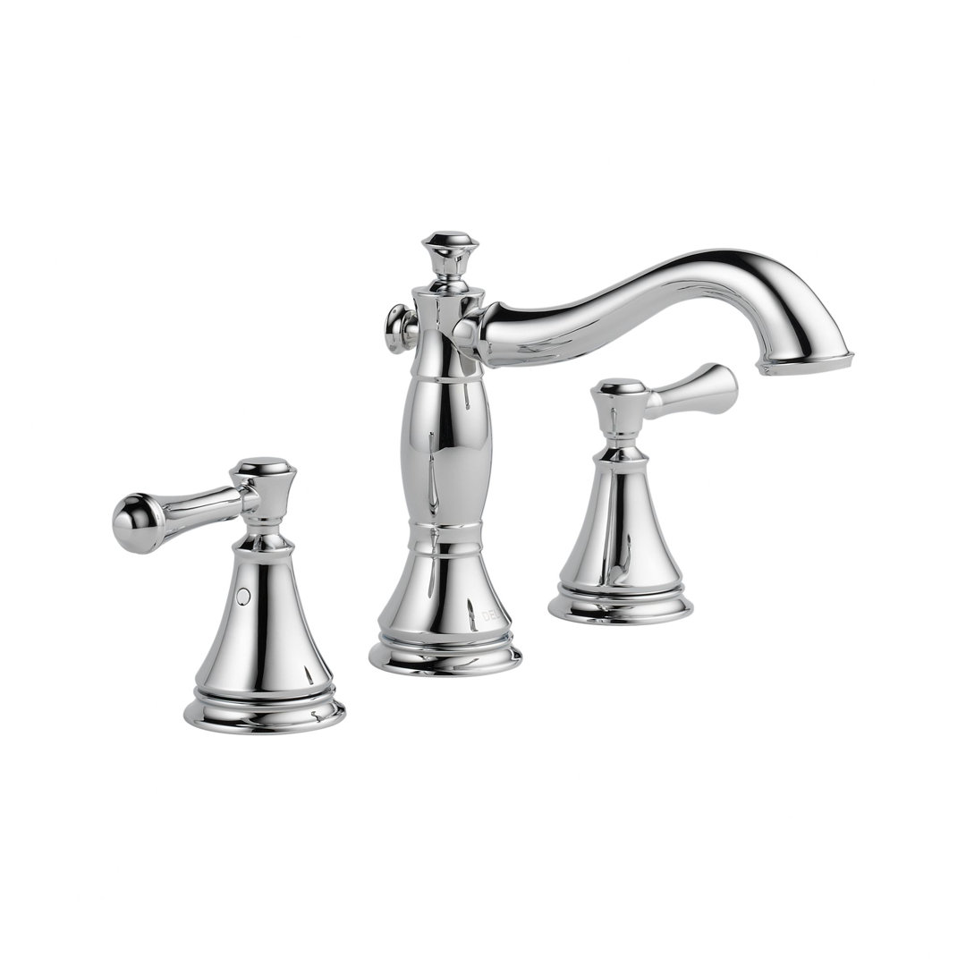 Cassidy Widespread Bathroom Faucet 3 Hole, 2-handle Bathroom Sink Faucet with Drain Assembly Delta 