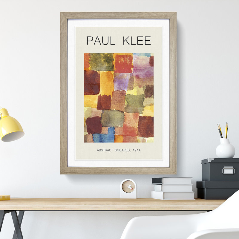 Squares by Paul Klee - 1 Piece Single Picture Frame Wall Art, 36cm H x 27cm W x 2cm D, Oak Framed