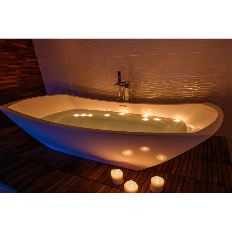 Denali 70'' L Freestanding Air Bathtub, Matte Black, Glossy White