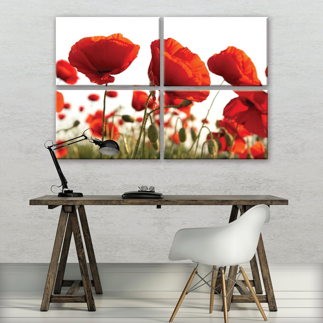 4-tlg. Leinwandbilder-Set Mohn