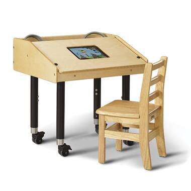 Lorell Classroom Student Combo Desk Rectangular Top NavyMedium Oak