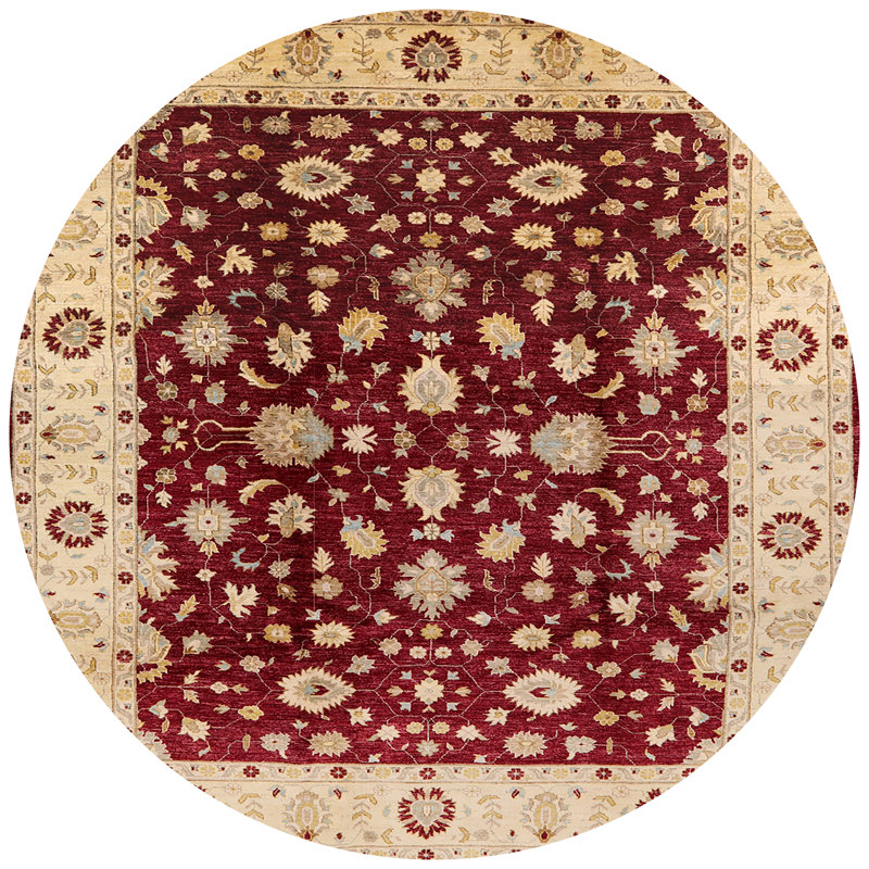 Tapis beige / rouge Furley, Rond 3 pi