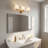 Sophisticated Three-Light Ribbed Glass Bath Vanity Light-122467654