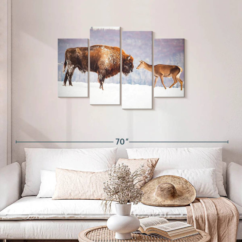 Brampt Bison And Deer In Winter