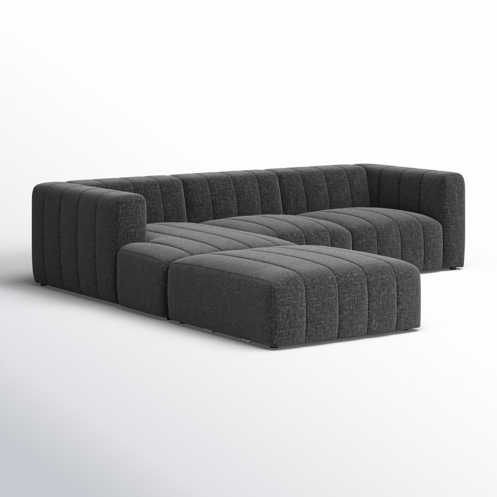 Bowry Sofa and Chaise, Left Hand Facing, Saxon Charcoal Polyester Blend