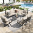7 Person Metal Patio Conversation Set With Loveseat & Swivel Lounge Chairs