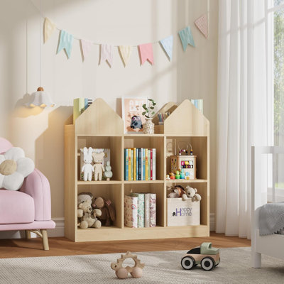 Ensemble de 2 bibliothèques pour enfants, bibliothèque à 2 niveaux en bois pour chambre à coucher, salle de jeux, naturel