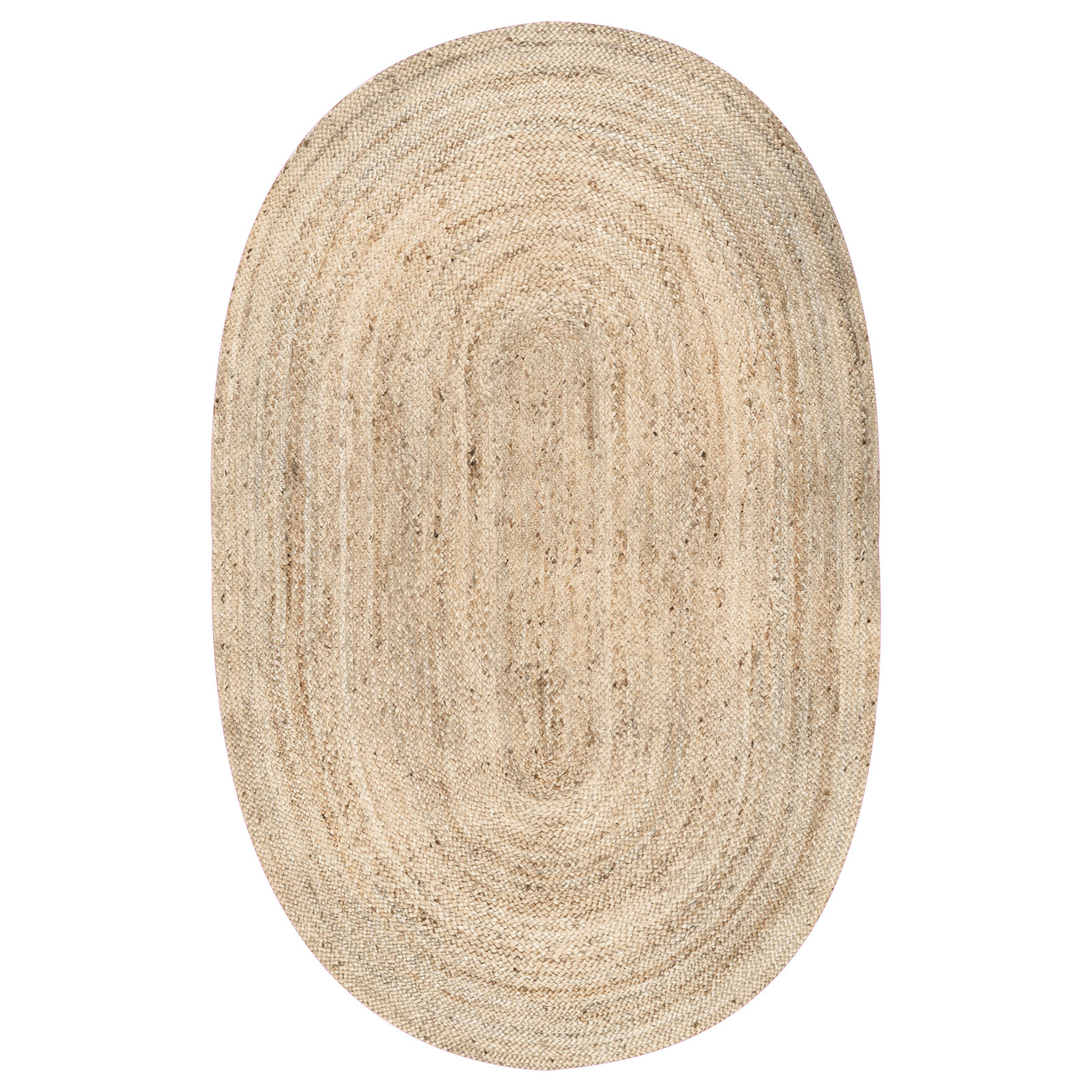 Natural Hand-Woven Jute Rug, Oval 3' x 5'