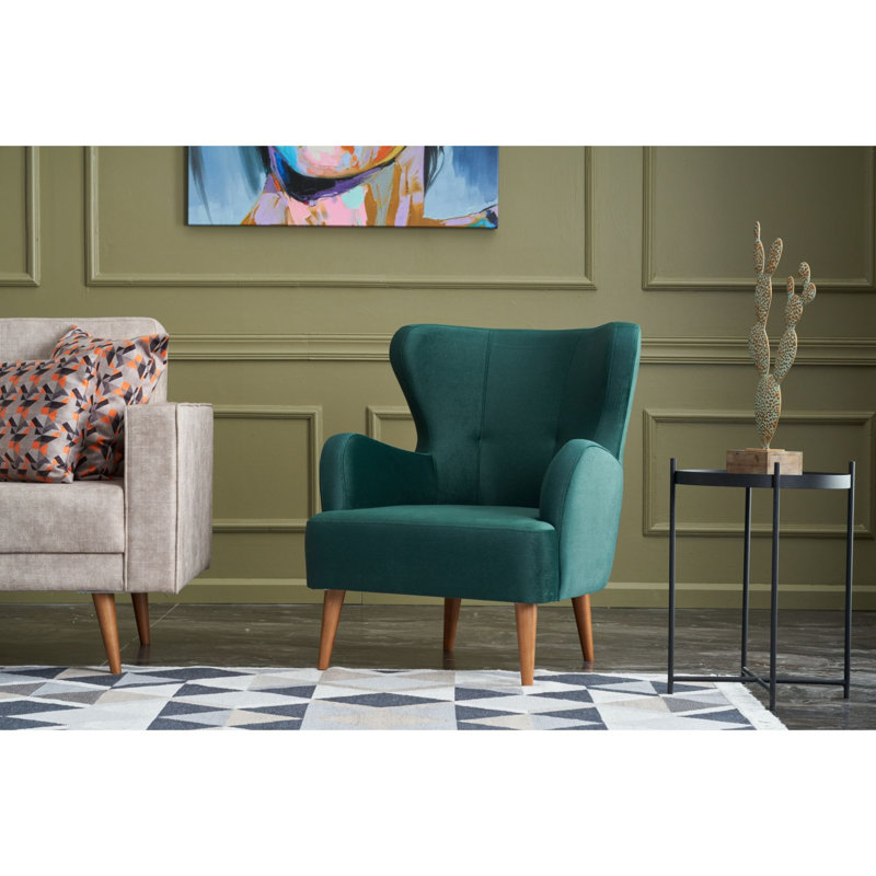 Fauteuil en velours l 31,5 po Truet, Vert