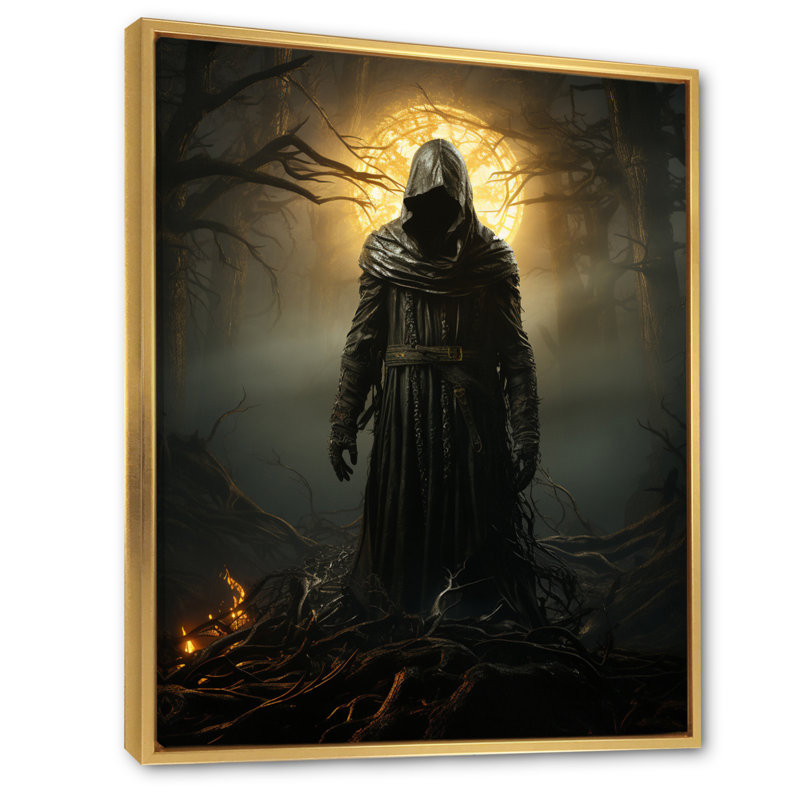 «Hooded Villian II», reproduction sur toile, H 32 po x l 16 po x P 1 po, Cadre flottant doré