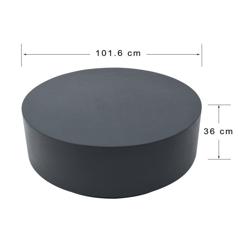 ROME Round Concrete Coffee Table 101.6 x 101.6 x 36 cm, Black