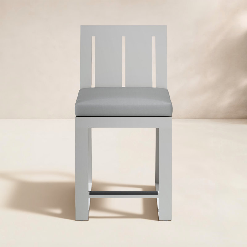 Tabouret de bar avec coussin Camela, Tabouret de bar (siège d'une hauteur de 30 po), Argent coulé Sunbrella®