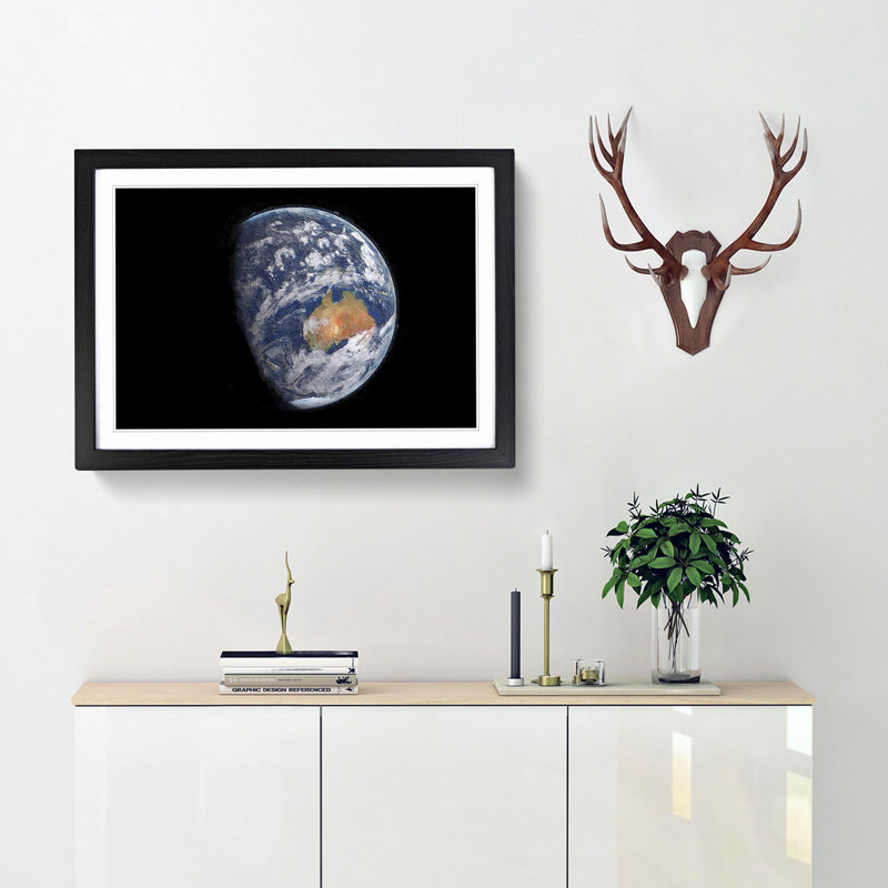 View of Planet Earth - Picture Frame Painting Print, 27cm H x 36cm W x 2cm D, Black Framed
