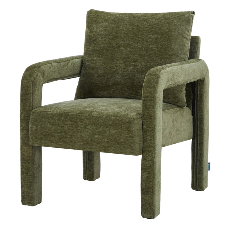 Upholstered Armchair, Green Chenille
