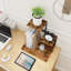 Organisateur de bureau, petite bibliothèque de bureau en bois, présentoir surélevé à 3 niveaux pour décoration de bureau et accessoires de bureau, brun noir rustique
