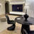 Black Round Solid Wood Dining table-1900784822