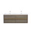 Meuble-lavabo mural 60 po avec lavabo double, meuble de rangement flottant, comptoir en résine de pierre et tiroirs à fermeture en douceur 60 po-116332522