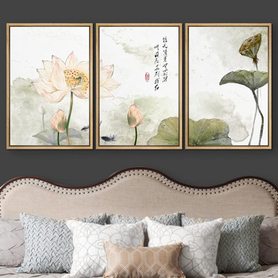 Encre de Chine et peinture murale de style lotus, décoration murale moderne