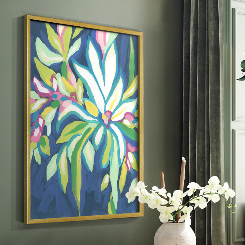 Blue Tropics IV, reproduction encadrée - bois massif, Or, H 20 po x l 16 po