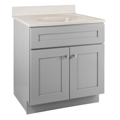 Brookings 31 Inch Bathroom Vanity with Cultured Marble Top, Assembled, Sherwin Williams® White – Design House, 214759