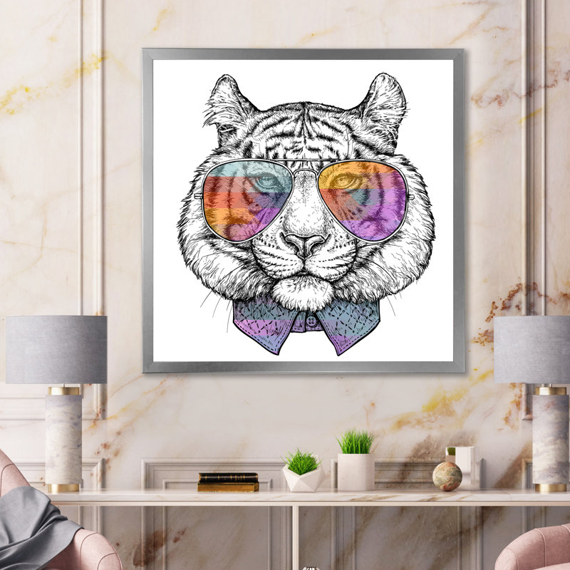 Adorable tête de tigre Lgb - art bohémien et éclectique sur toile, H 30 po x l 30 po x P 1 po