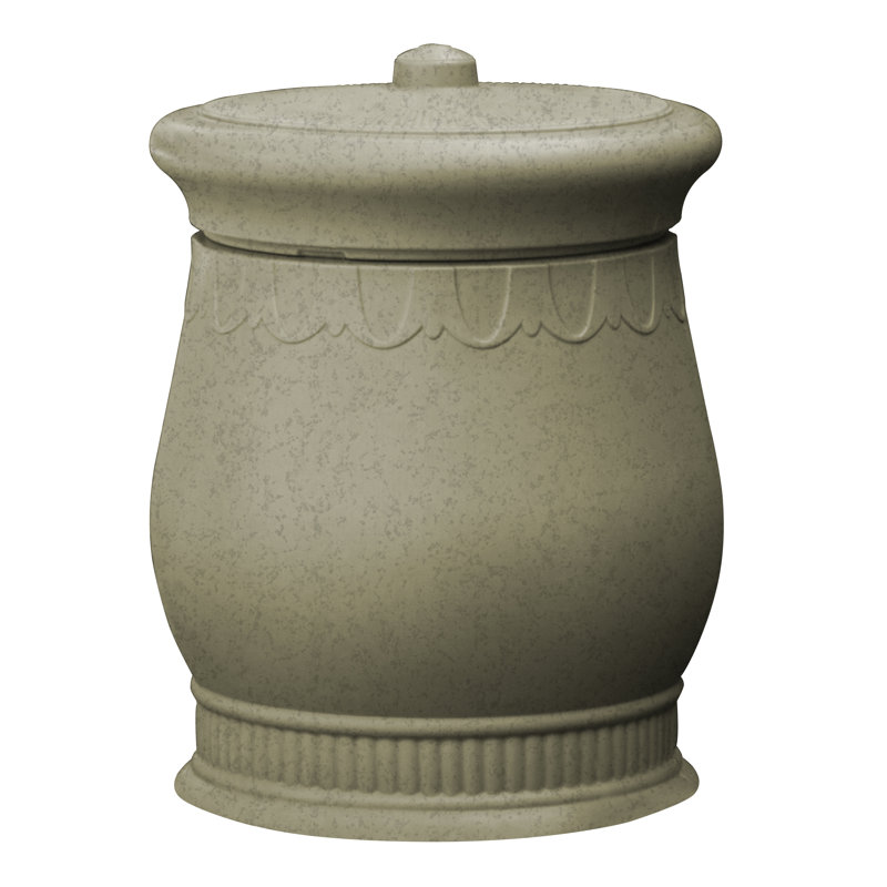 Savannah Plastic Manual Lift Outdoor Trash & Recycling Bin - 30 Gallons, Sandstone