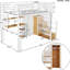 Lit mezzanine pleine grandeur en métal blanc Space avec armoire, bureau et tablettes intégrées de rangement-1938479943