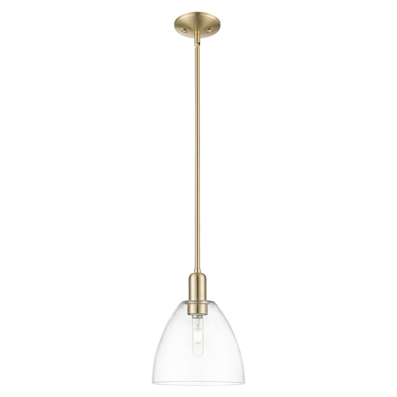 Arcadia - Bristol - 1 Light 16" Stem Hung Mini Pendant - Champagne Bronze Finish - Clear Shade, Champagne Bronze, Clear