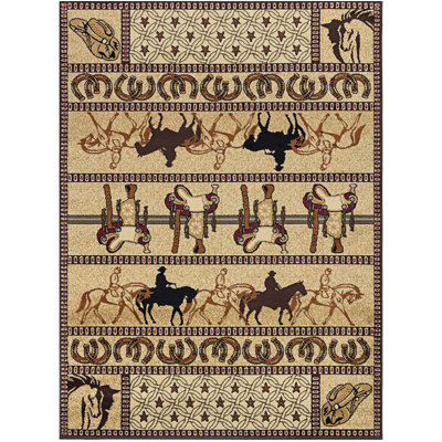 Southwest Area Rug, "Iconic Symbols Of The West" Patterned Area Rug, Accent Rug