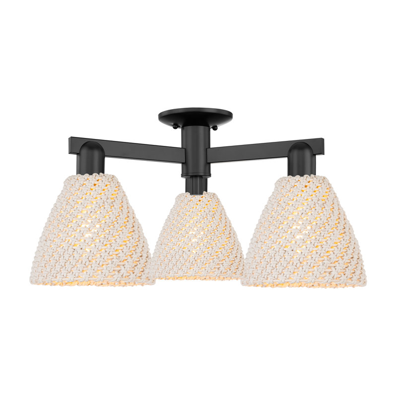 Sadye - 3 Light Semi-Flush Mount, Matte Black