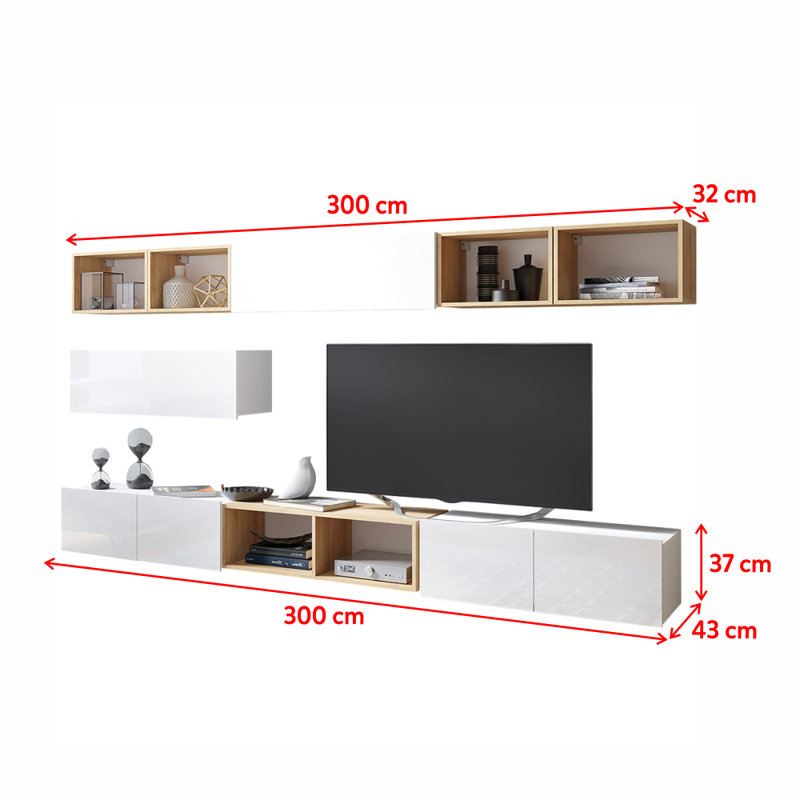 Kimi Unfinished Entertainment Centre for TVs up to 24", White/Golden Oak