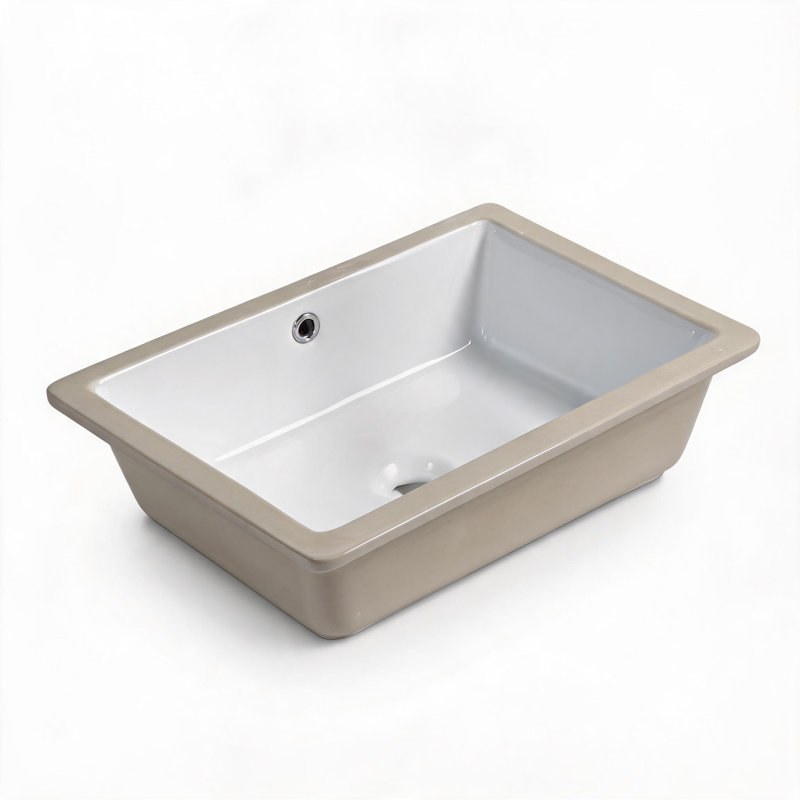 Lavabo de salle de bain encastré en céramique blanc laiteux de 45,7 cm x 35,6 cm avec trop-plein et vasque profonde.