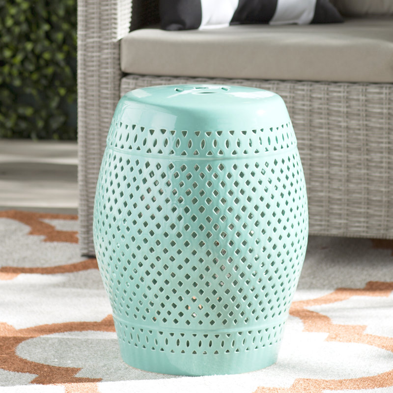 Tabouret de jardin en céramique Duro, Bleu clair