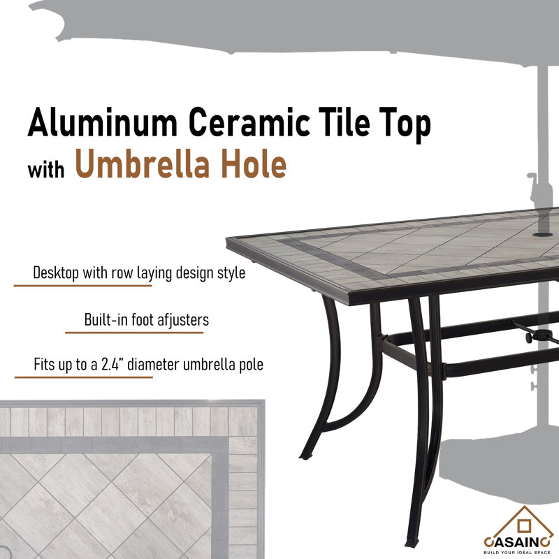 Carsten Classic Outdoor Dining Table, Gray, 39.76" W  x 67.72" D x 28.35" H