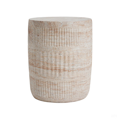 Outdoor/Indoor Lightweight Concrete Side Table,Travertine Finish