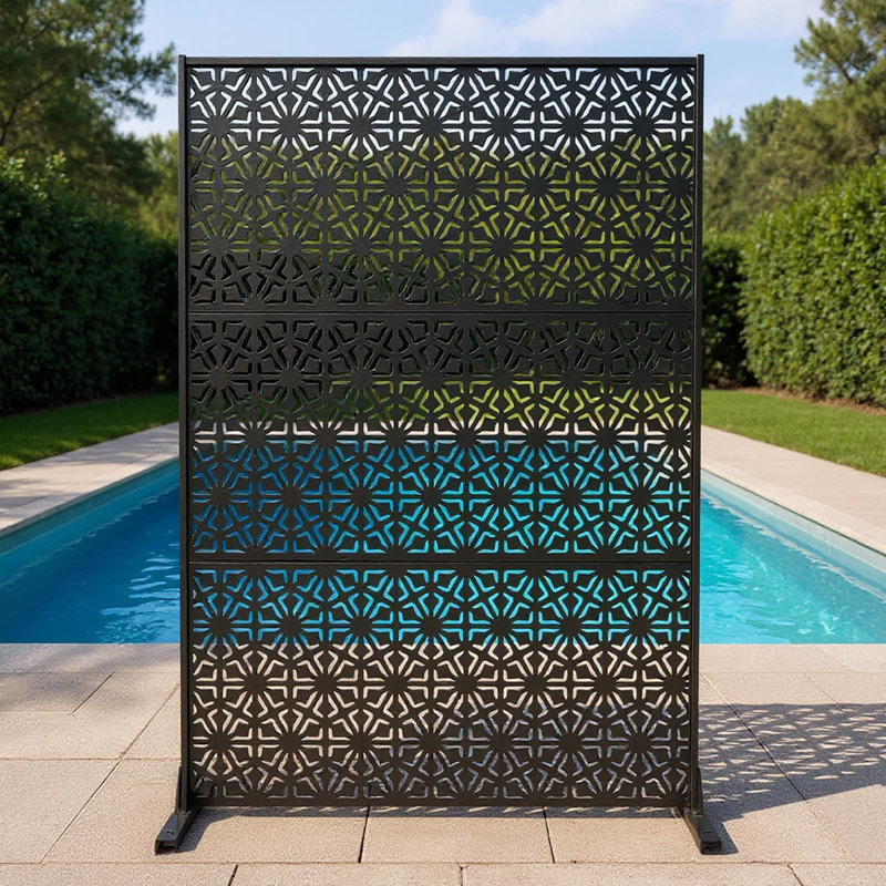 Ensemble de 3 écrans d'intimité 72 po x 47 po, cloison de séparation autoportante en métal pour patio, balcon et jardin