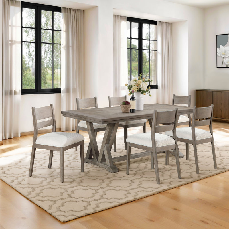 Coastal Grey 7-Piece Rectangular Dining Table Set
