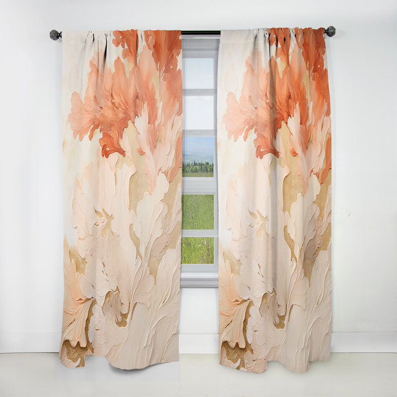 Maliyah Pink And White Coastal Coral Collage III - Nautical Velvet Curtain - Room Darkening - 1 panel, 52" W x 95" L