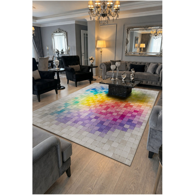 Tapis beige tissé à motif de poissons Mosso, 3'11" x 5'11"