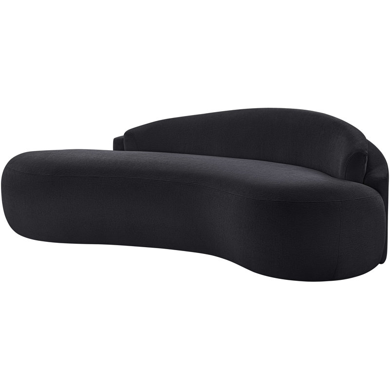 Causeuse en tissu en chenille de 79 po Caspian, Tissu chenille noir