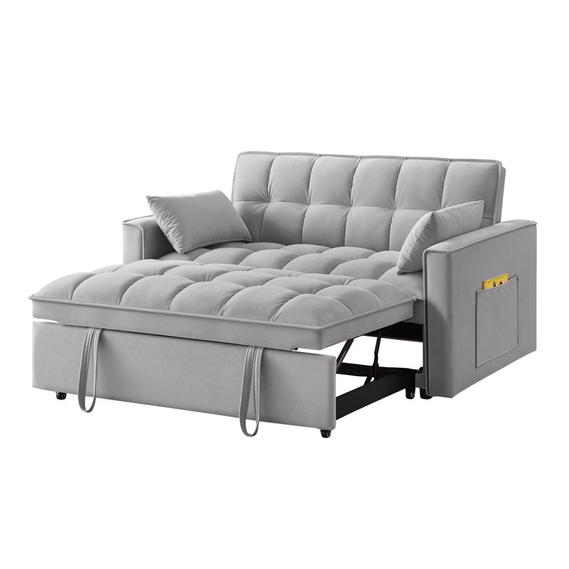 Multifunctional Velvet Loveseat Sofa Bed For Small Spaces