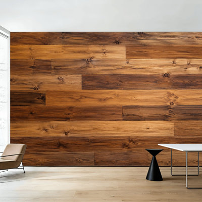Peel and Stick Wallpaper Wooden Planks Pattern Warm Brown Rustic Hardwood Surface Wall Murals 100"H x 144"W Removable PVC Wall Paper Self-Adhesive Wall Decor for Bedroom Living Room Home Office